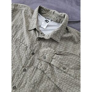 The North Face Men's Plaid Green Long Sleeve Button-Up Shirt Size L Hiking Camp